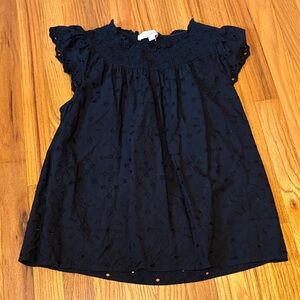 LOFT Black Ruffled Top